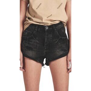 One Teaspoon Black Distressed High Waisted Bandit Shorts